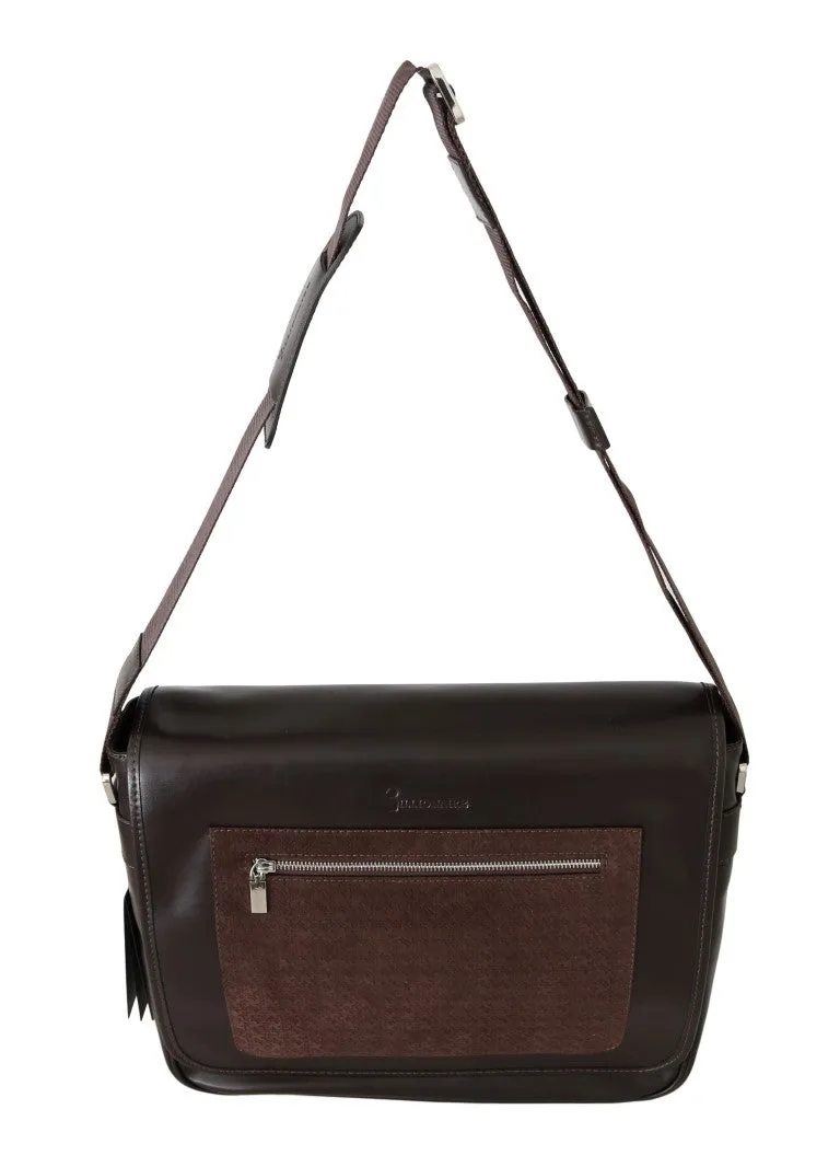 Brown Leather Messenger Shoulder Bag