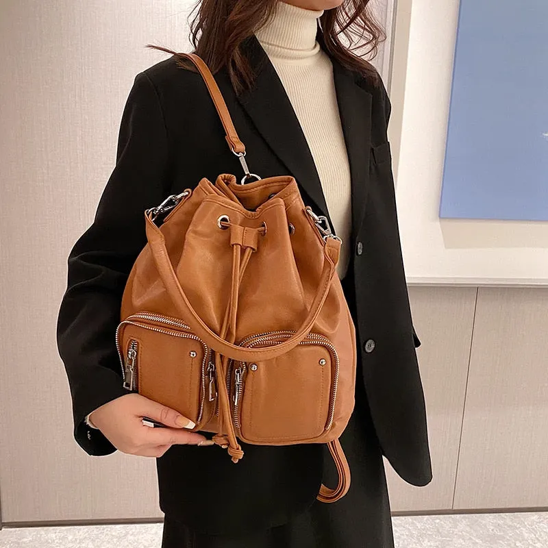 Bucket Design PU Leather Crossbody Bag