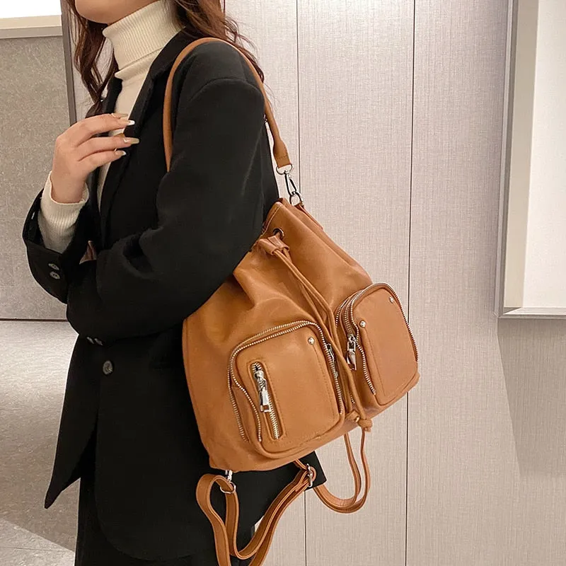 Bucket Design PU Leather Crossbody Bag