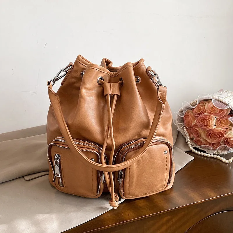 Bucket Design PU Leather Crossbody Bag