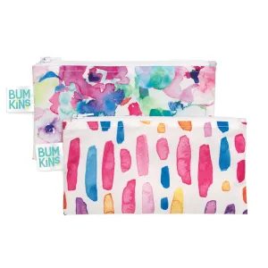 Bumkins Reusable Snack Bag 2pk Small - Watercolour Flower