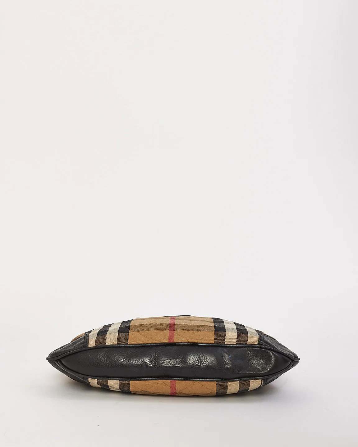 Burberry Beige Check Print Cotton Shoulder Bag