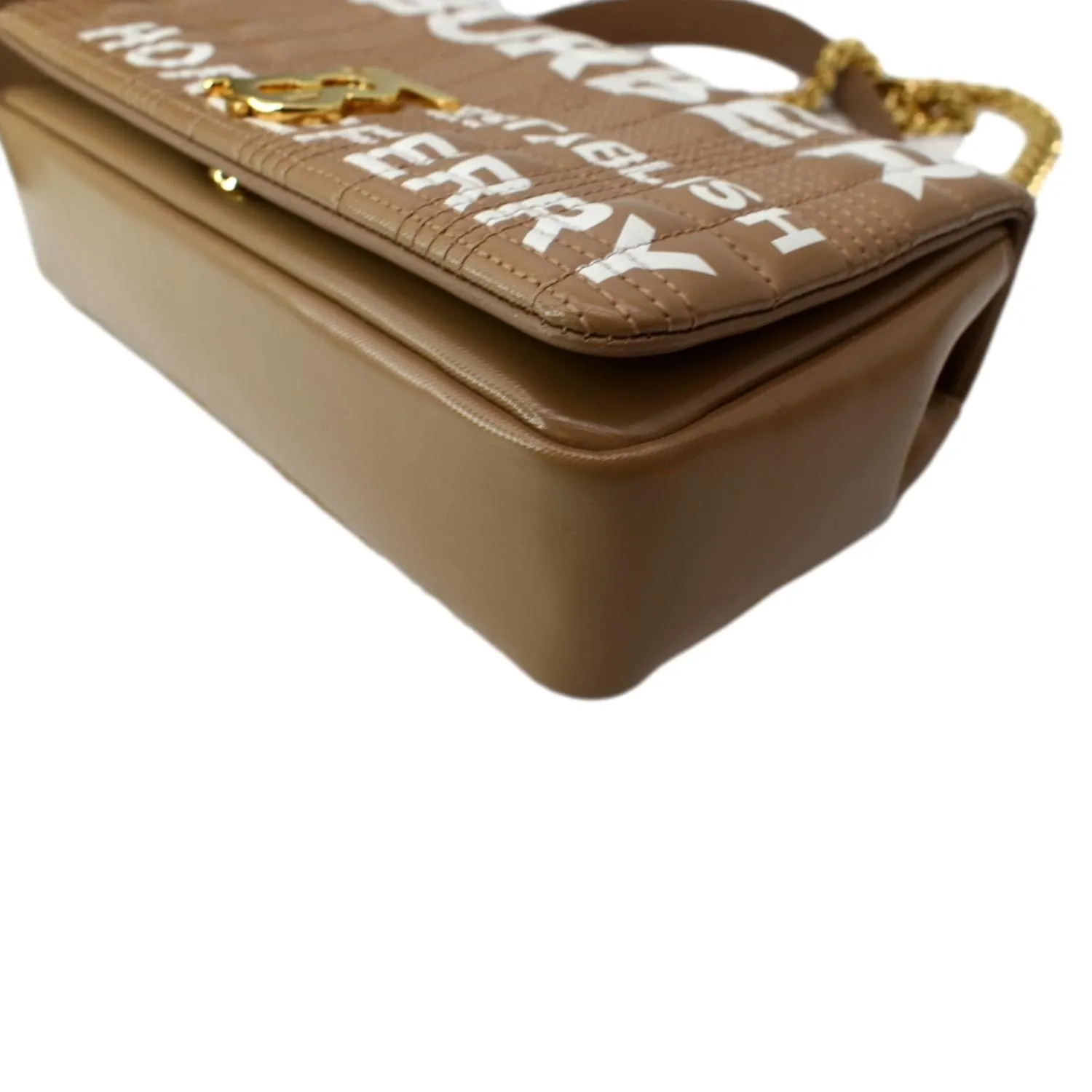 BURBERRY Horseferry Print Lola Small Quilted Leather Shoulder Bag Camel
