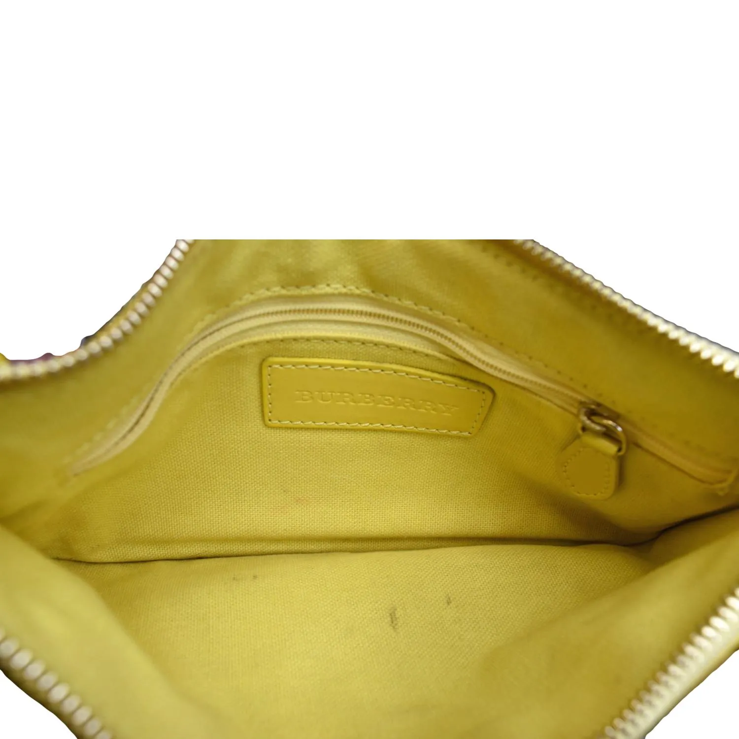 BURBERRY Nova Check Leather Pochette Bag Yellow