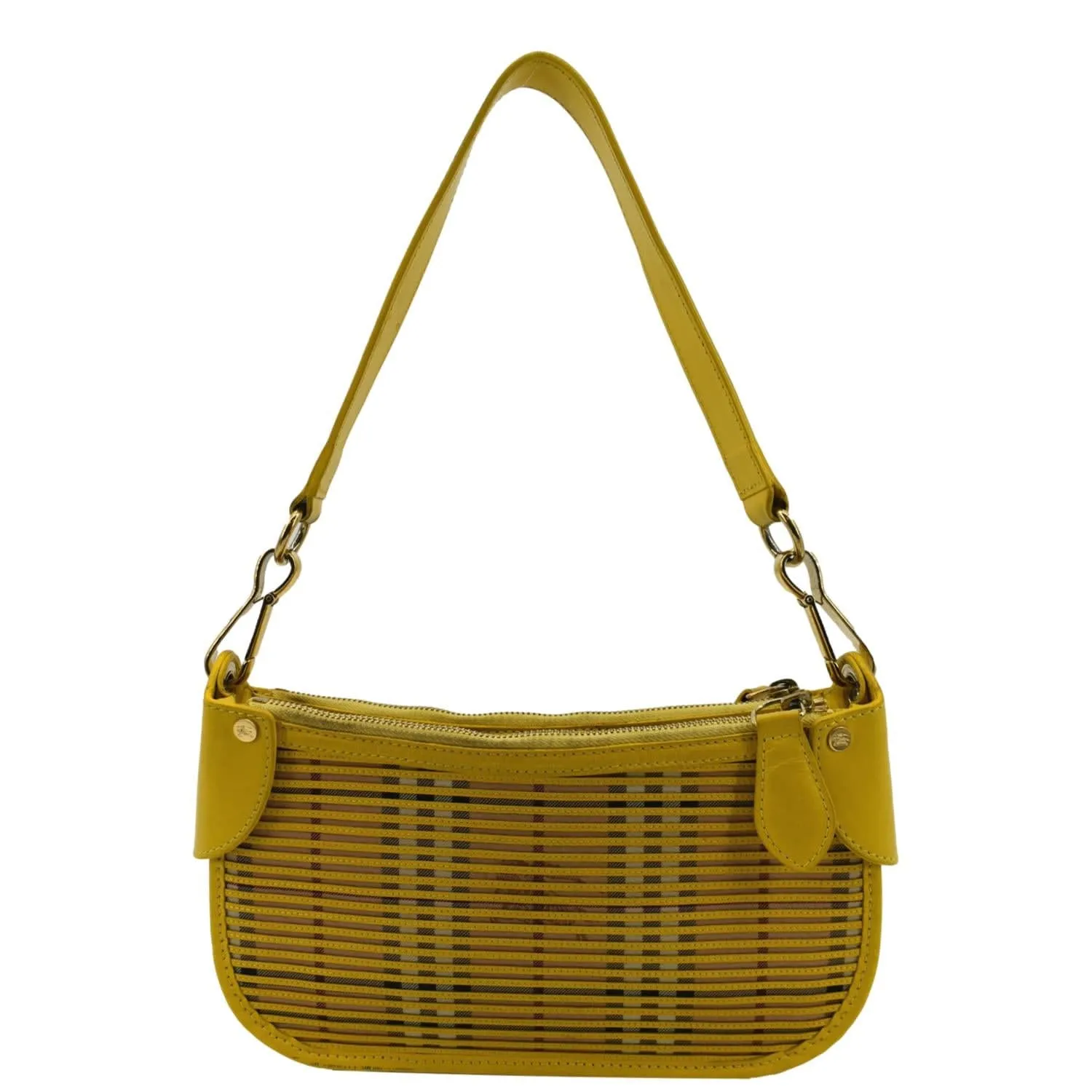 BURBERRY Nova Check Leather Pochette Bag Yellow
