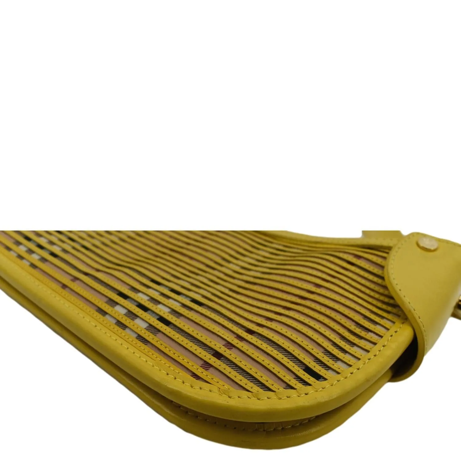BURBERRY Nova Check Leather Pochette Bag Yellow