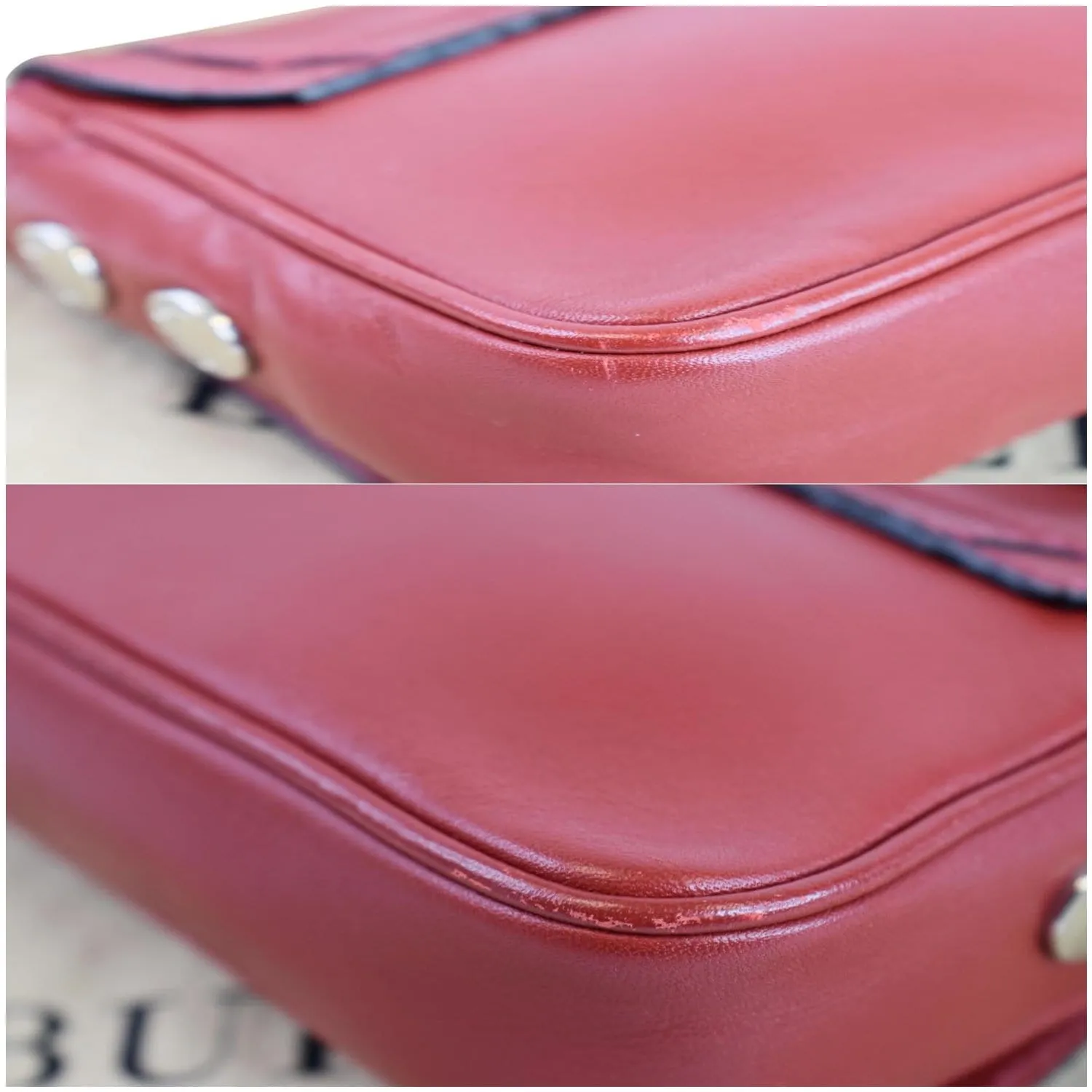 BURBERRY Small Pochette Leather Shoulder Bag Red