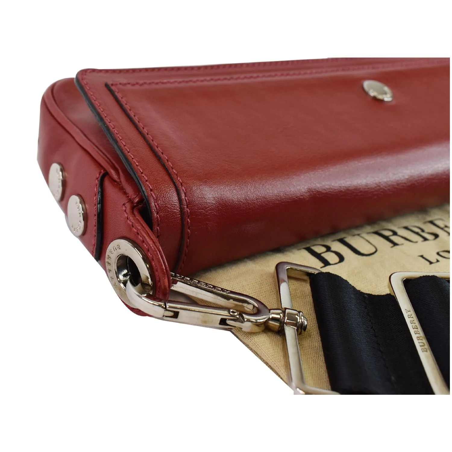 BURBERRY Small Pochette Leather Shoulder Bag Red