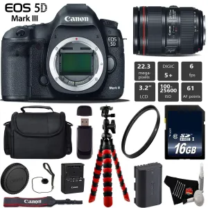 Canon EOS 5D Mark III DSLR Camera with 24-105mm f/4L II Lens   Wireless Remote   UV Protection Filter   Case   Wrist Str