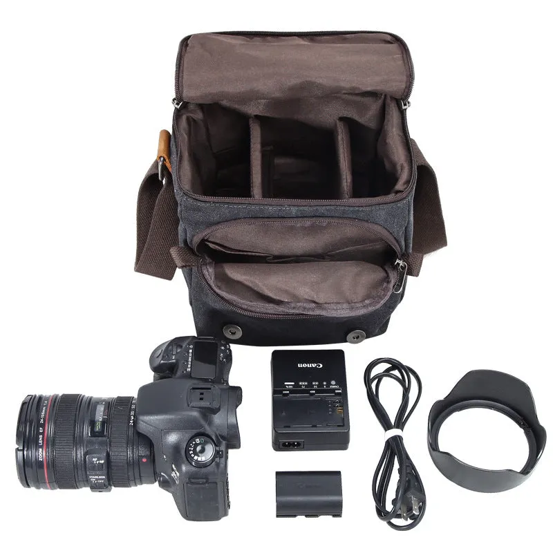 Canvas DSLR Camera Bag Waterproof Camera Bag Shoulder Messenger Bag QSM264