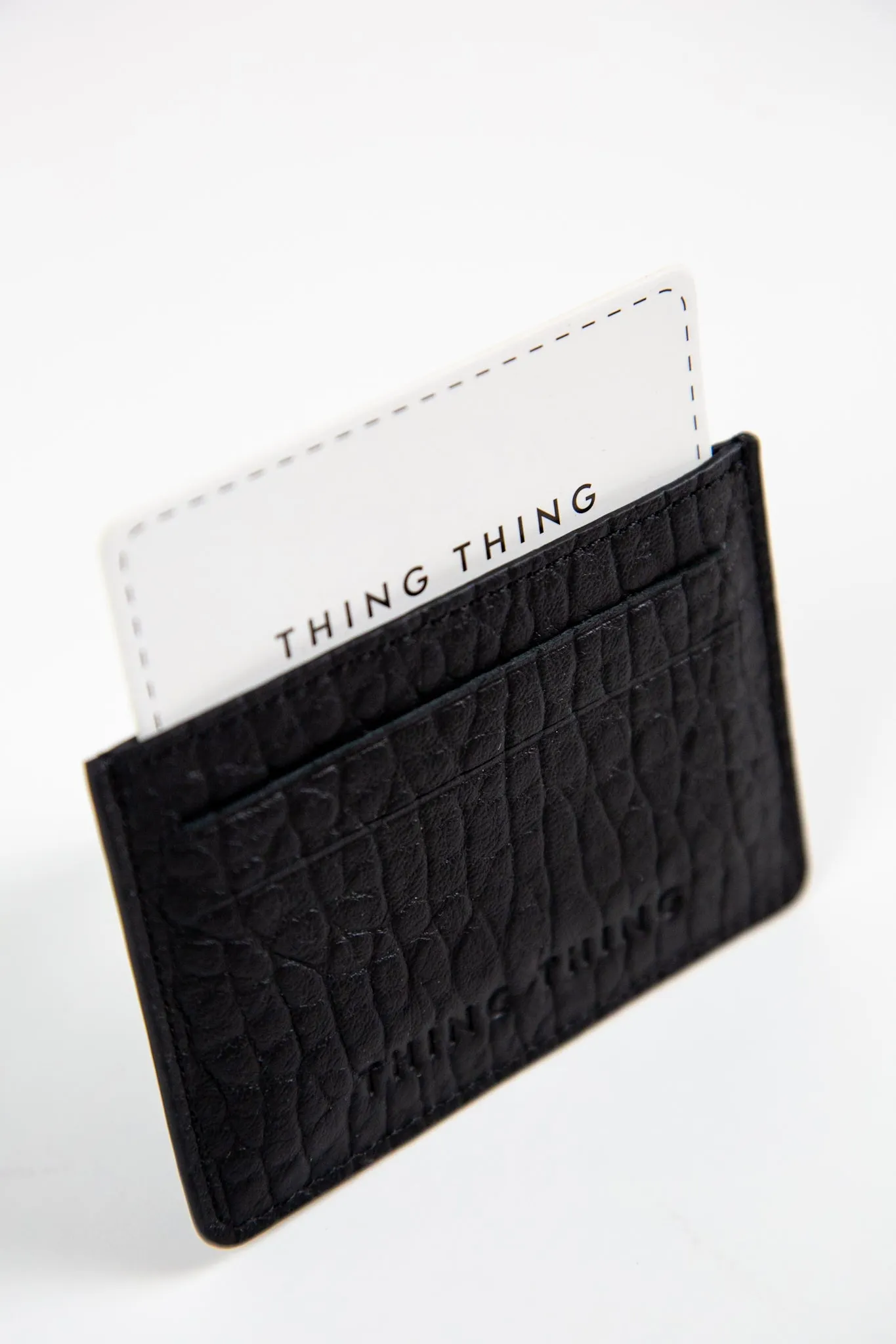 CARD HOLDER - BLACK BUBBLE LEATHER