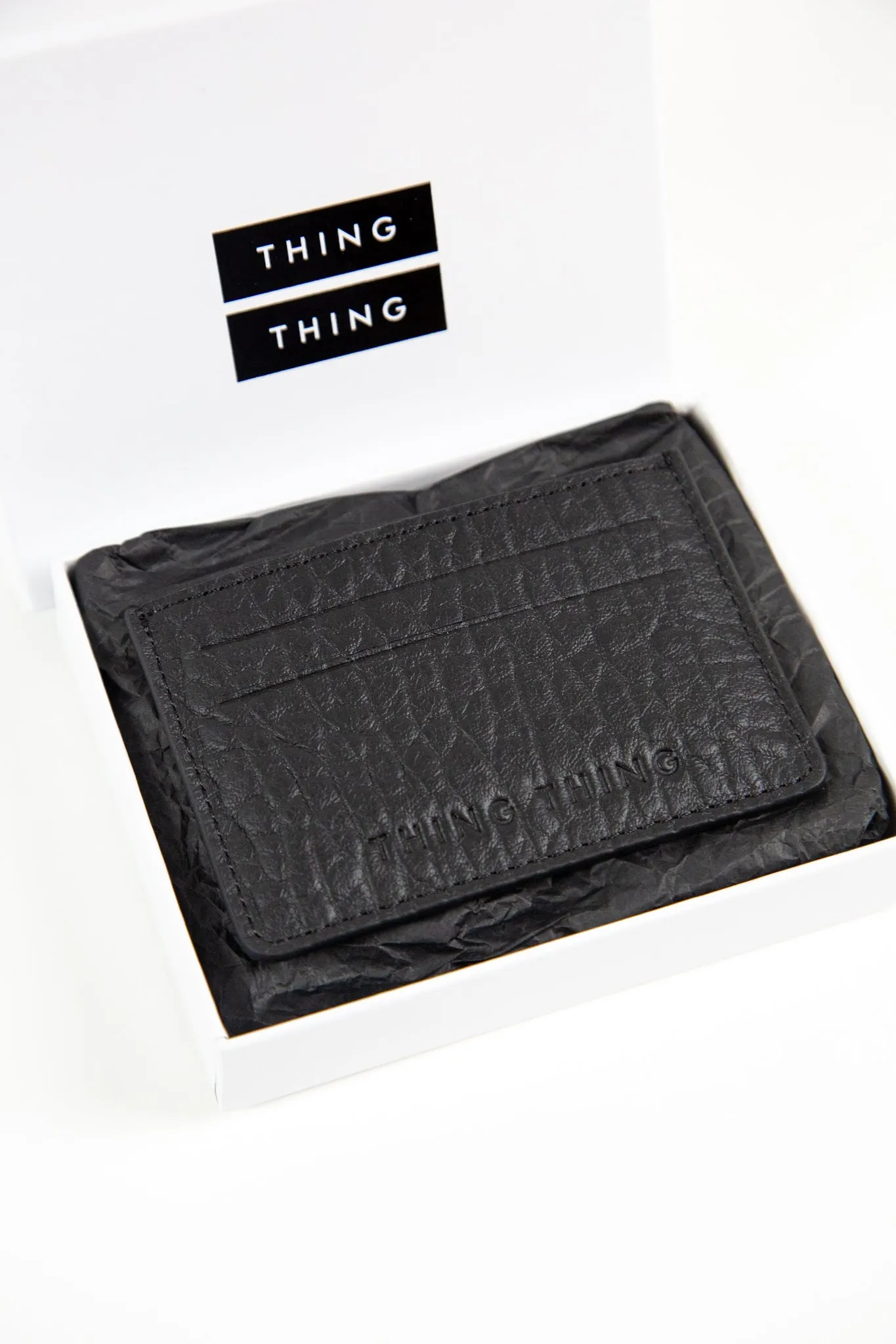 CARD HOLDER - BLACK BUBBLE LEATHER