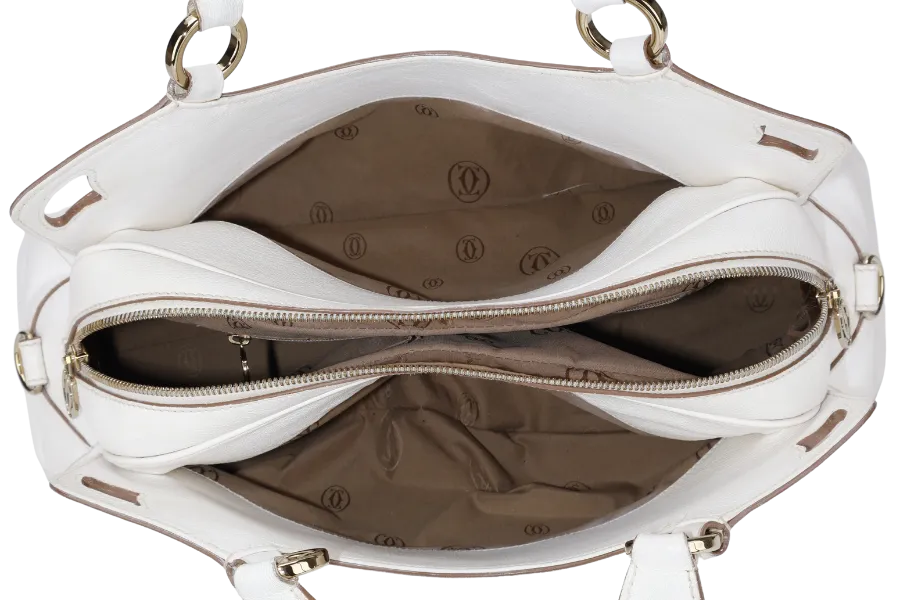 CARTIER MUST MARCELLO HANDBAG WHITE LEATHER WITH STRAPS AND DUST COVER
