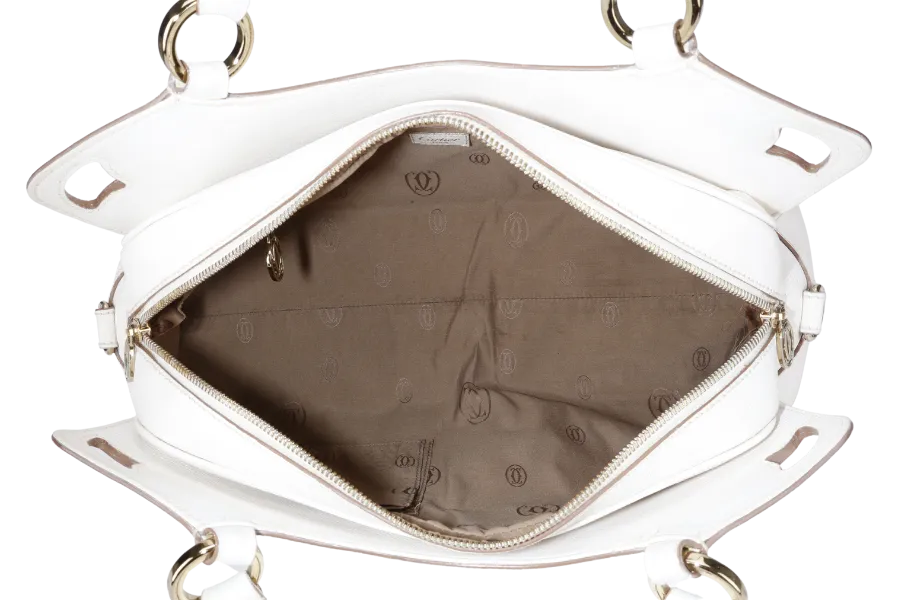 CARTIER MUST MARCELLO HANDBAG WHITE LEATHER WITH STRAPS AND DUST COVER