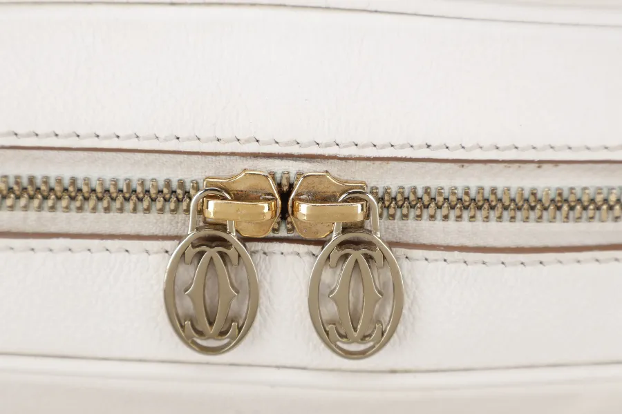 CARTIER MUST MARCELLO HANDBAG WHITE LEATHER WITH STRAPS AND DUST COVER