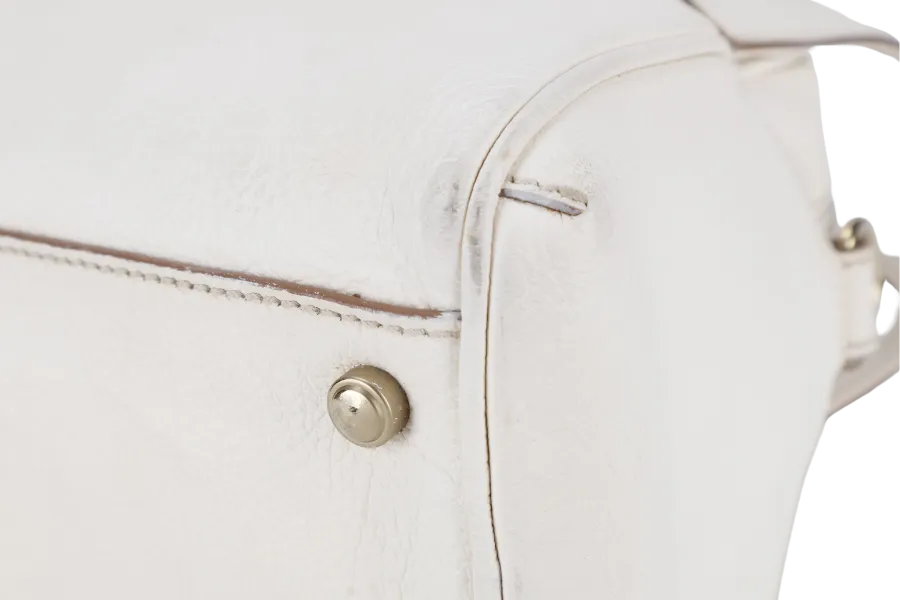 CARTIER MUST MARCELLO HANDBAG WHITE LEATHER WITH STRAPS AND DUST COVER
