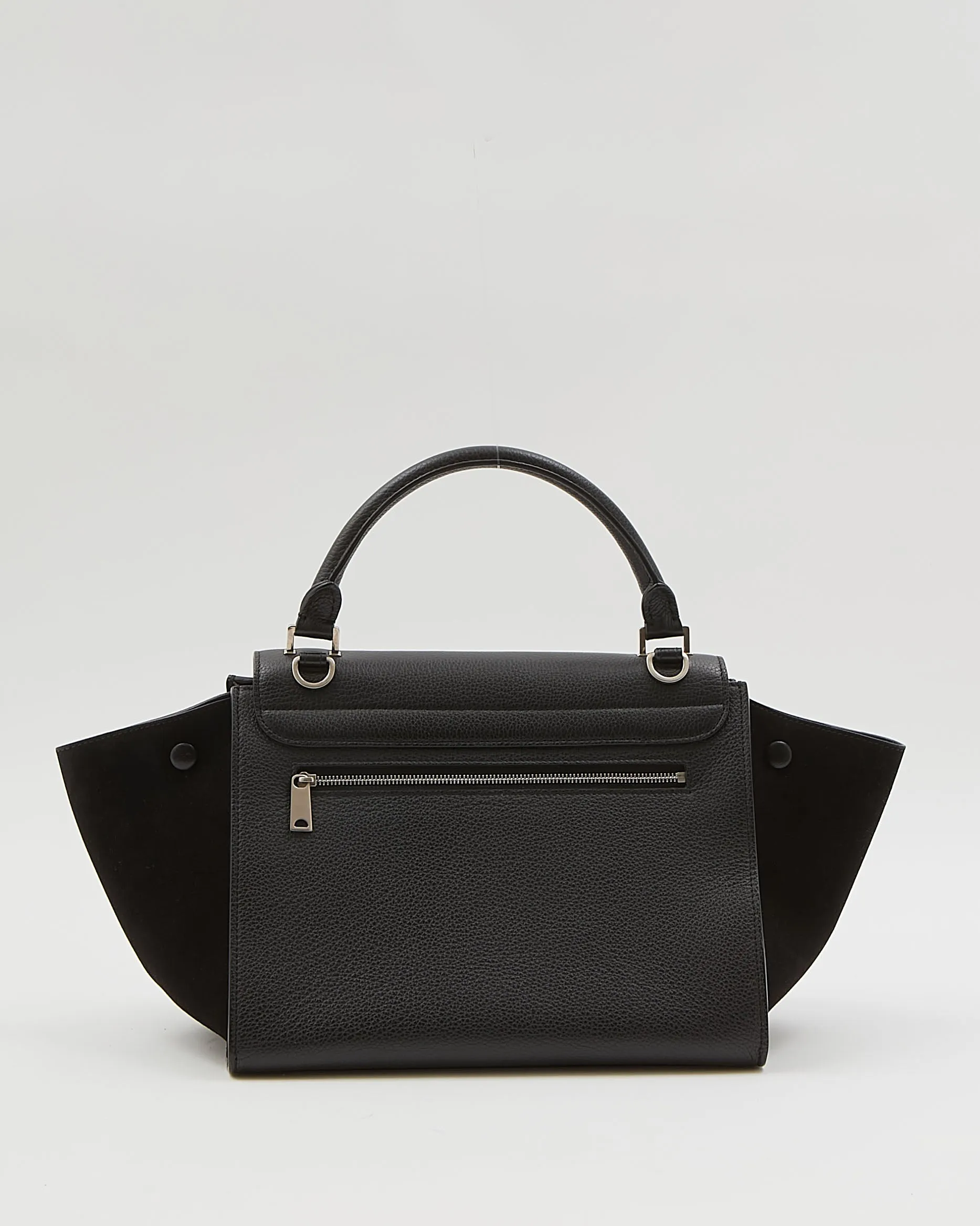 Celine Black Leather & Suede Small Trapeze Bag