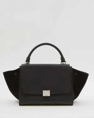Celine Black Leather & Suede Small Trapeze Bag