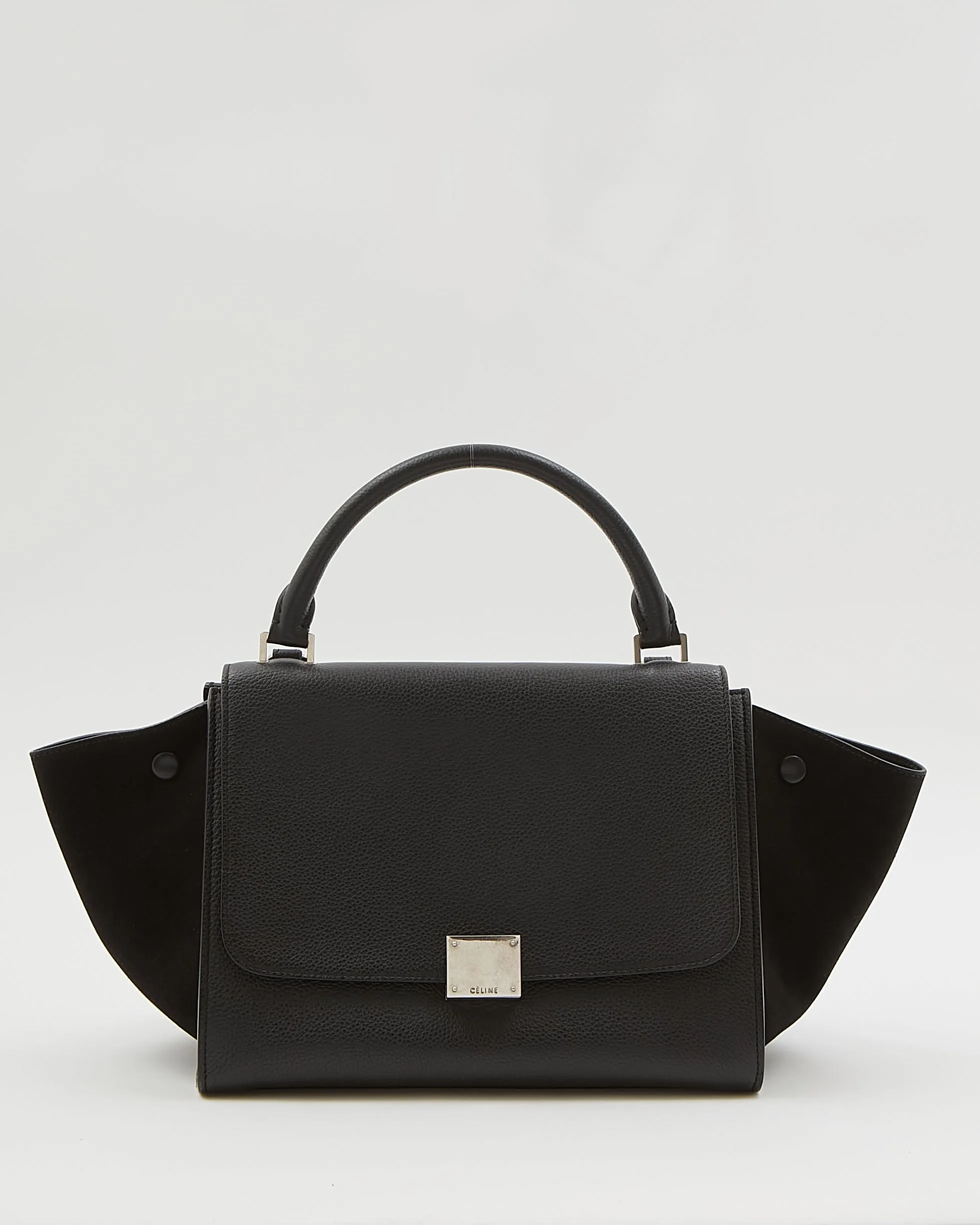Celine Black Leather & Suede Small Trapeze Bag