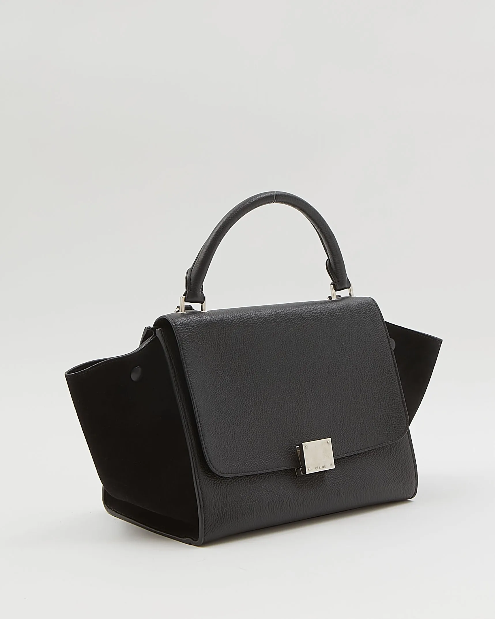 Celine Black Leather & Suede Small Trapeze Bag