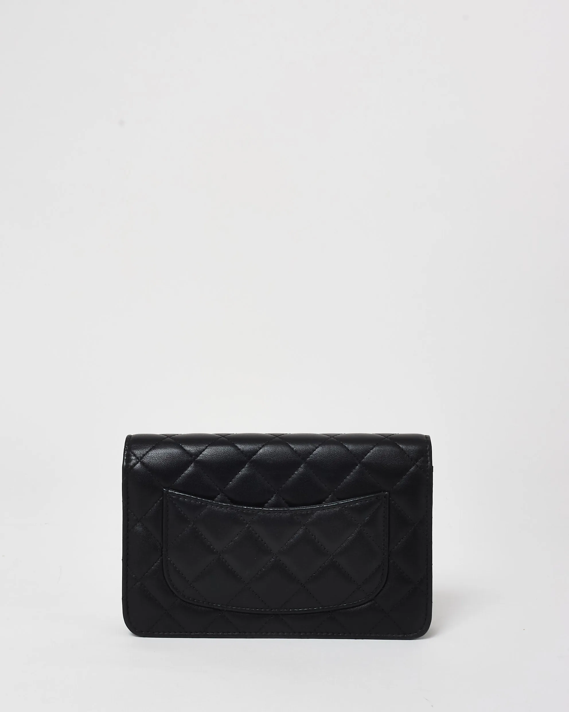 Chanel Black Lambskin Leather Wallet On Chain Bag SHW