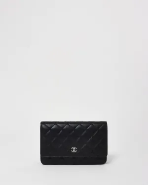 Chanel Black Lambskin Leather Wallet On Chain Bag SHW
