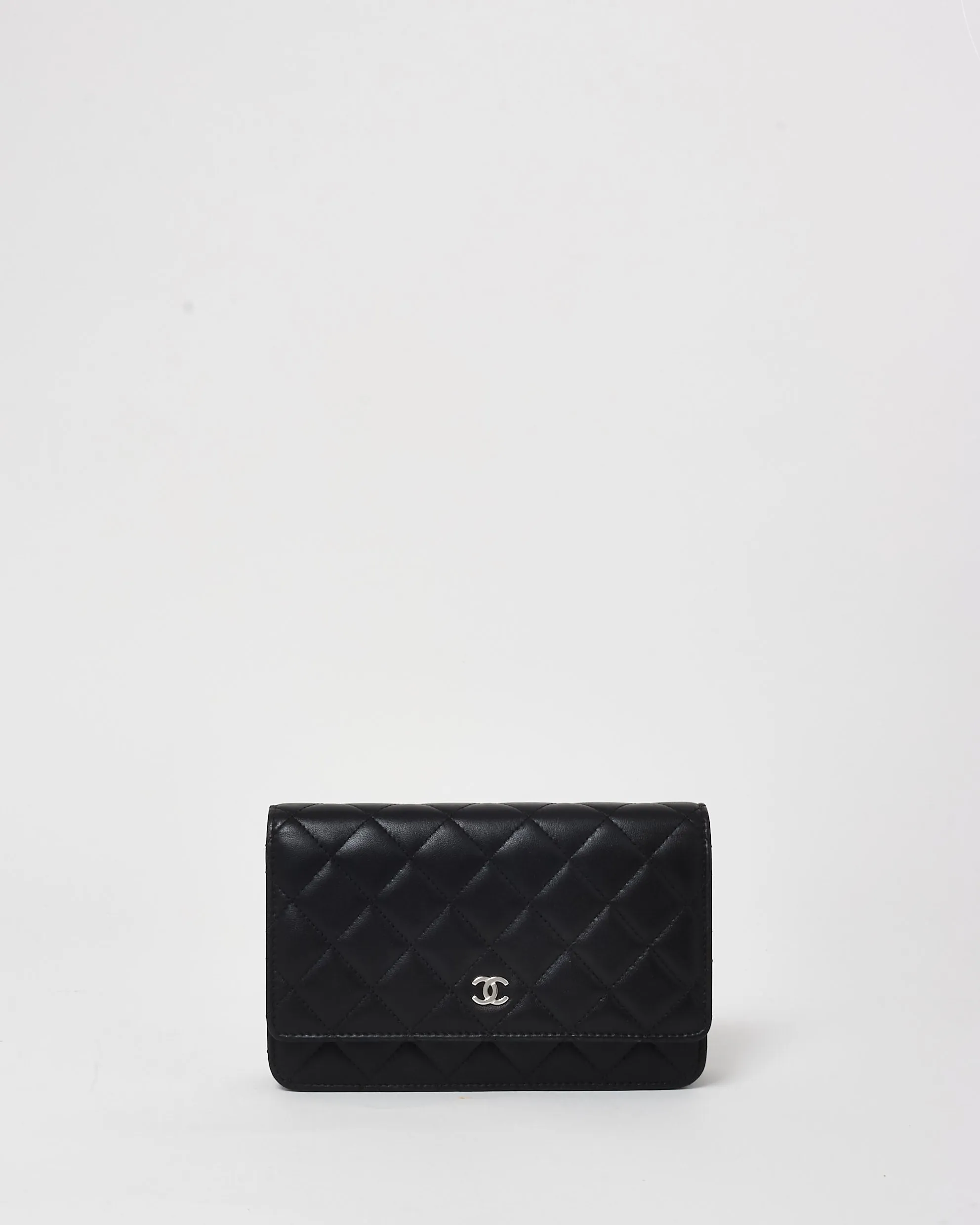 Chanel Black Lambskin Leather Wallet On Chain Bag SHW