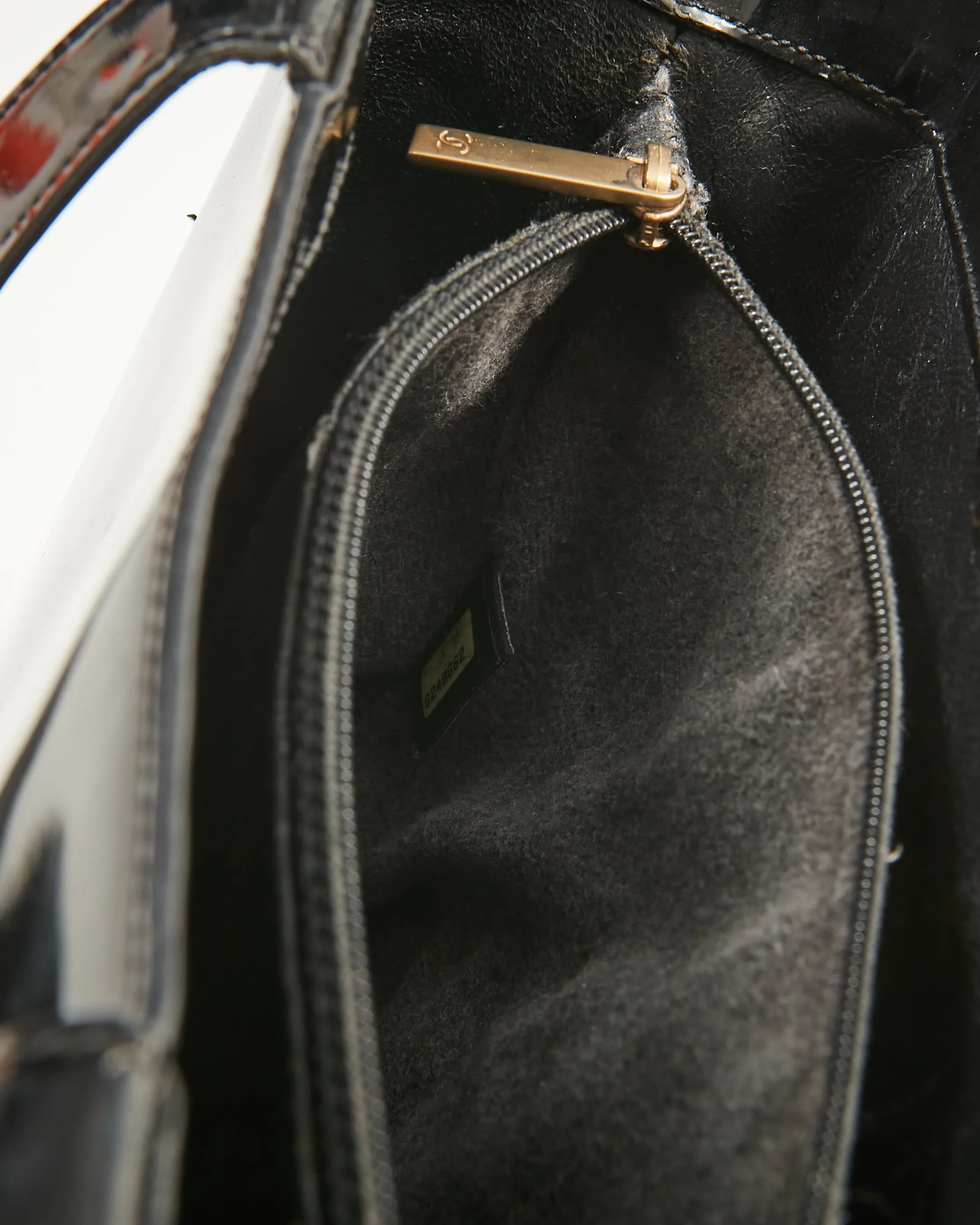 Chanel Black Patent Logo Small Square Shoulder Bag