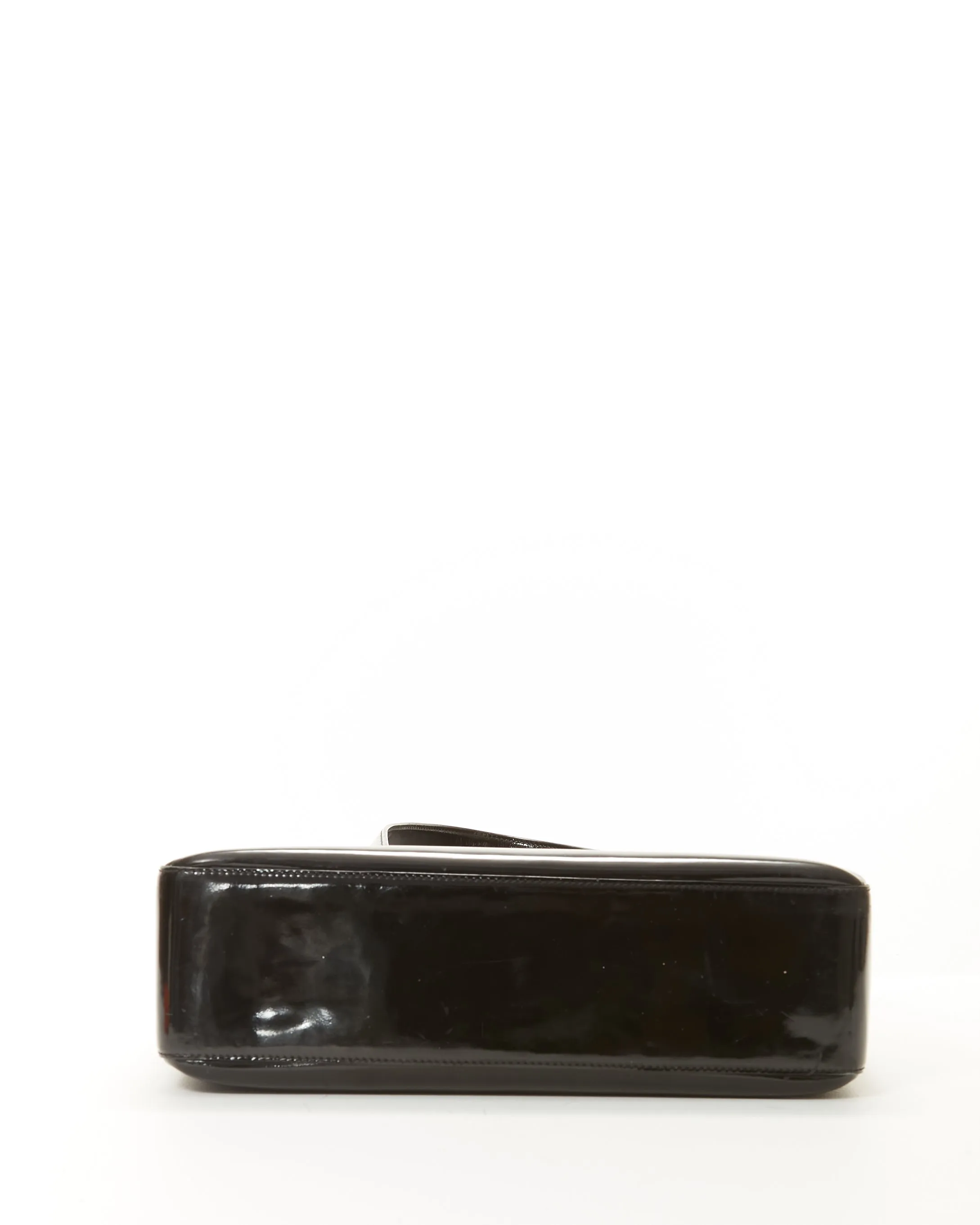Chanel Black Patent Logo Small Square Shoulder Bag