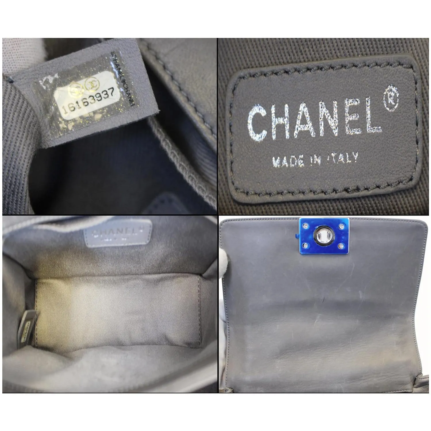 CHANEL Boy Flap with Stingray Lambskin Shoulder Bag Silver