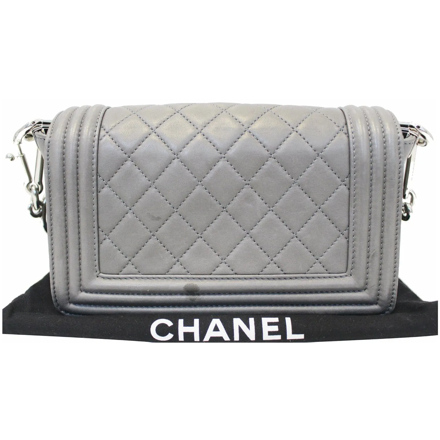 CHANEL Boy Flap with Stingray Lambskin Shoulder Bag Silver