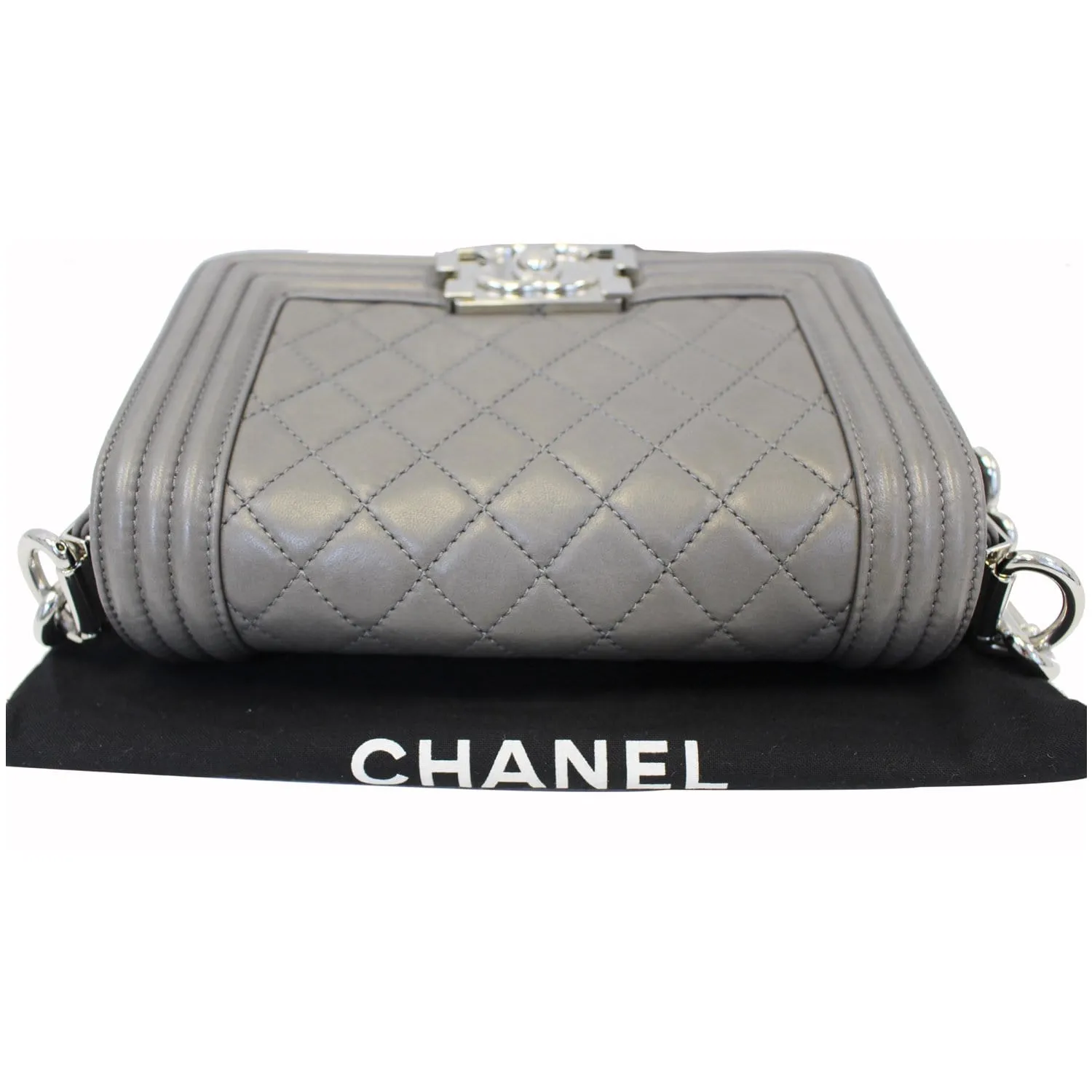 CHANEL Boy Flap with Stingray Lambskin Shoulder Bag Silver