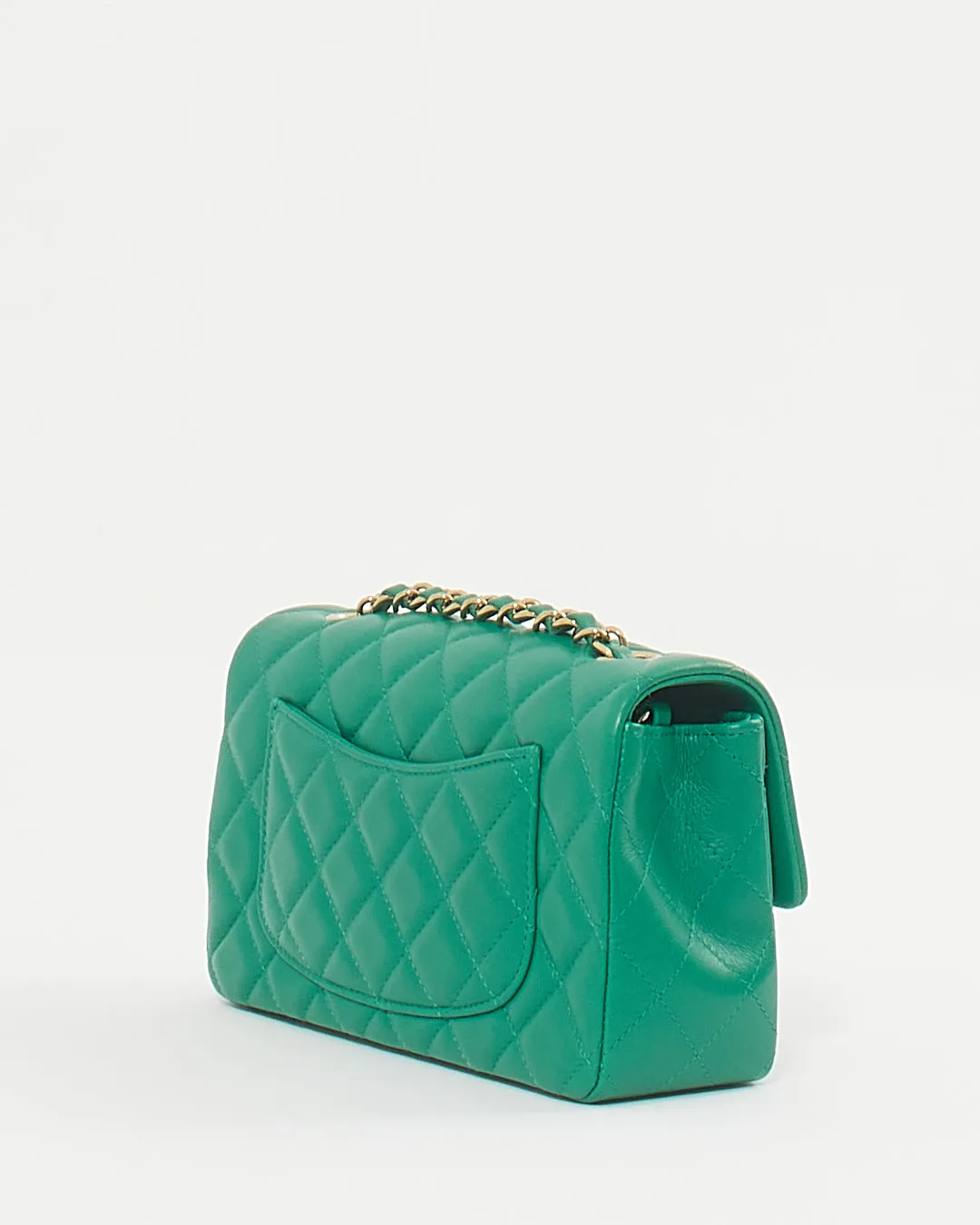 Chanel Emerald Green Lambskin Mini Rectangular Classic Flap Bag
