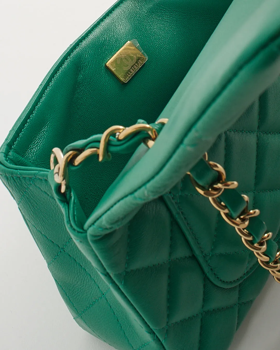 Chanel Emerald Green Lambskin Mini Rectangular Classic Flap Bag