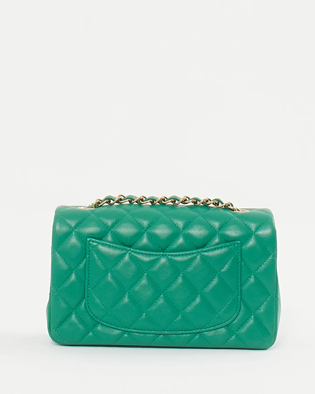 Chanel Emerald Green Lambskin Mini Rectangular Classic Flap Bag