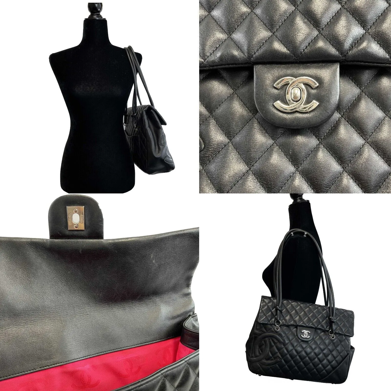 Chanel Very Good Cambon Large Ligne Tote Flap Black Leather Shoulder Handbag