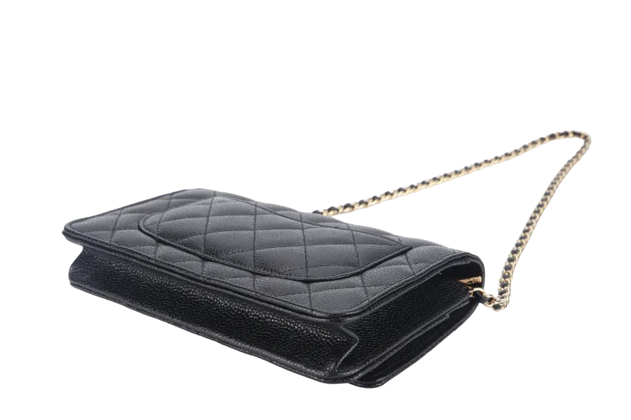 CHANEL WALLET ON CHAIN (JT7Xxxxx) BLACK CAVIAR LEATHER GOLD HARDWARE WITH DUST COVER AND BOX