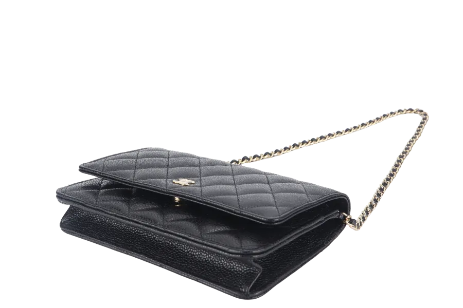 CHANEL WALLET ON CHAIN (JT7Xxxxx) BLACK CAVIAR LEATHER GOLD HARDWARE WITH DUST COVER AND BOX