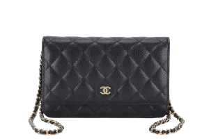 CHANEL WALLET ON CHAIN (JT7Xxxxx) BLACK CAVIAR LEATHER GOLD HARDWARE WITH DUST COVER AND BOX