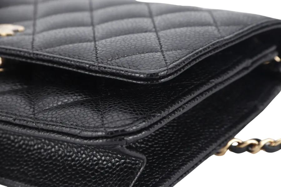 CHANEL WALLET ON CHAIN (JT7Xxxxx) BLACK CAVIAR LEATHER GOLD HARDWARE WITH DUST COVER AND BOX