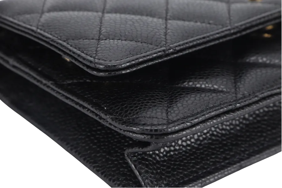 CHANEL WALLET ON CHAIN (JT7Xxxxx) BLACK CAVIAR LEATHER GOLD HARDWARE WITH DUST COVER AND BOX