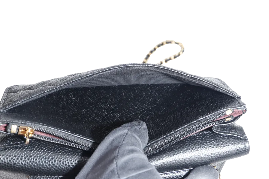 CHANEL WALLET ON CHAIN (JT7Xxxxx) BLACK CAVIAR LEATHER GOLD HARDWARE WITH DUST COVER AND BOX
