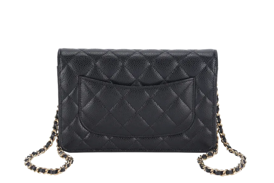 CHANEL WALLET ON CHAIN (JT7Xxxxx) BLACK CAVIAR LEATHER GOLD HARDWARE WITH DUST COVER AND BOX