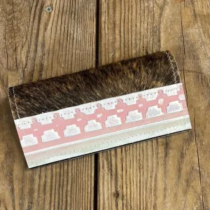 Checkbook Cover - Brindle w/ Watermelon Wine