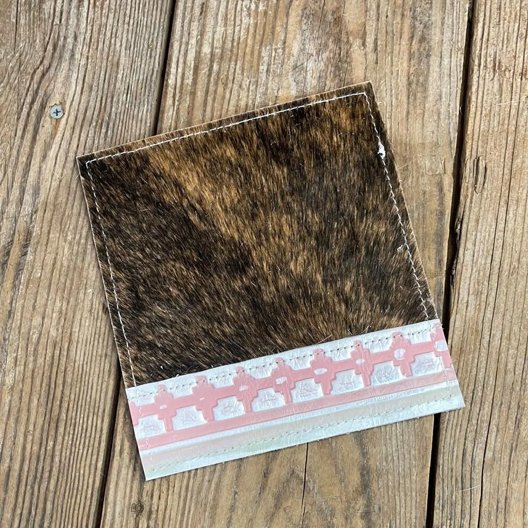Checkbook Cover - Brindle w/ Watermelon Wine