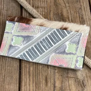 Checkbook Cover - Tricolor w/ Watermelon Wine