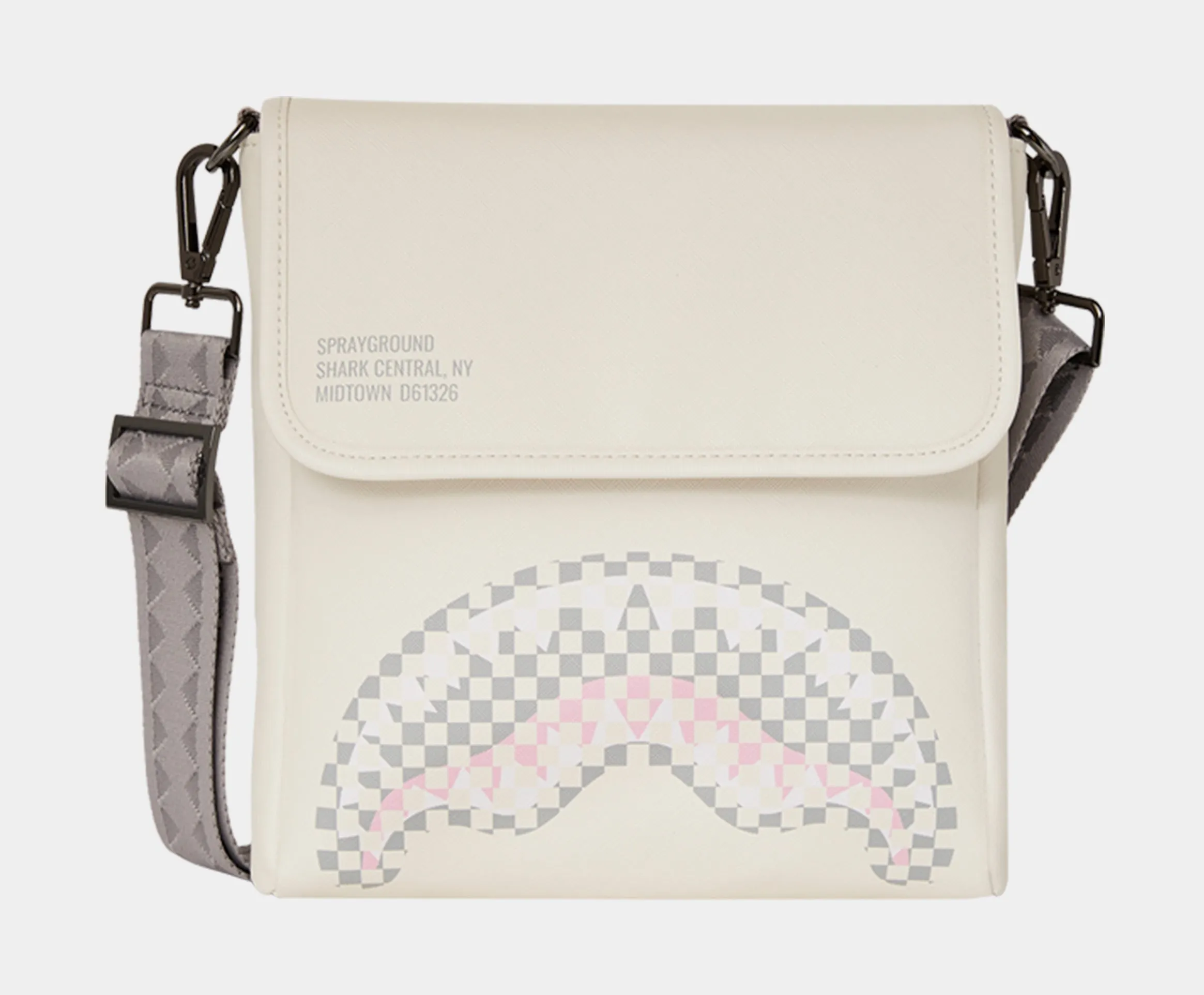 Checkered Messenger Sling Mens Bag (Cream/Grey)