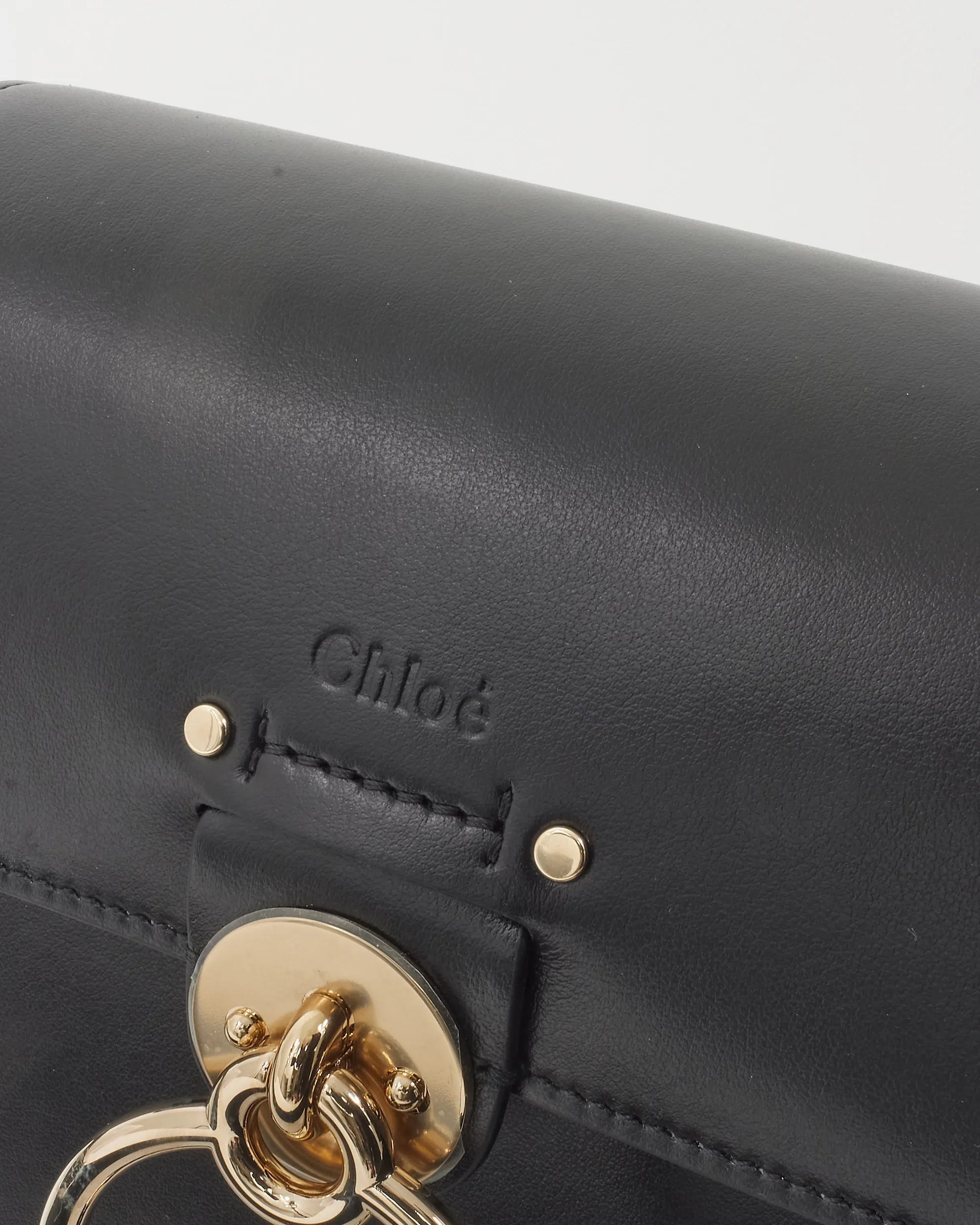 Chloé Black Leather Small Tess Bag with Strap