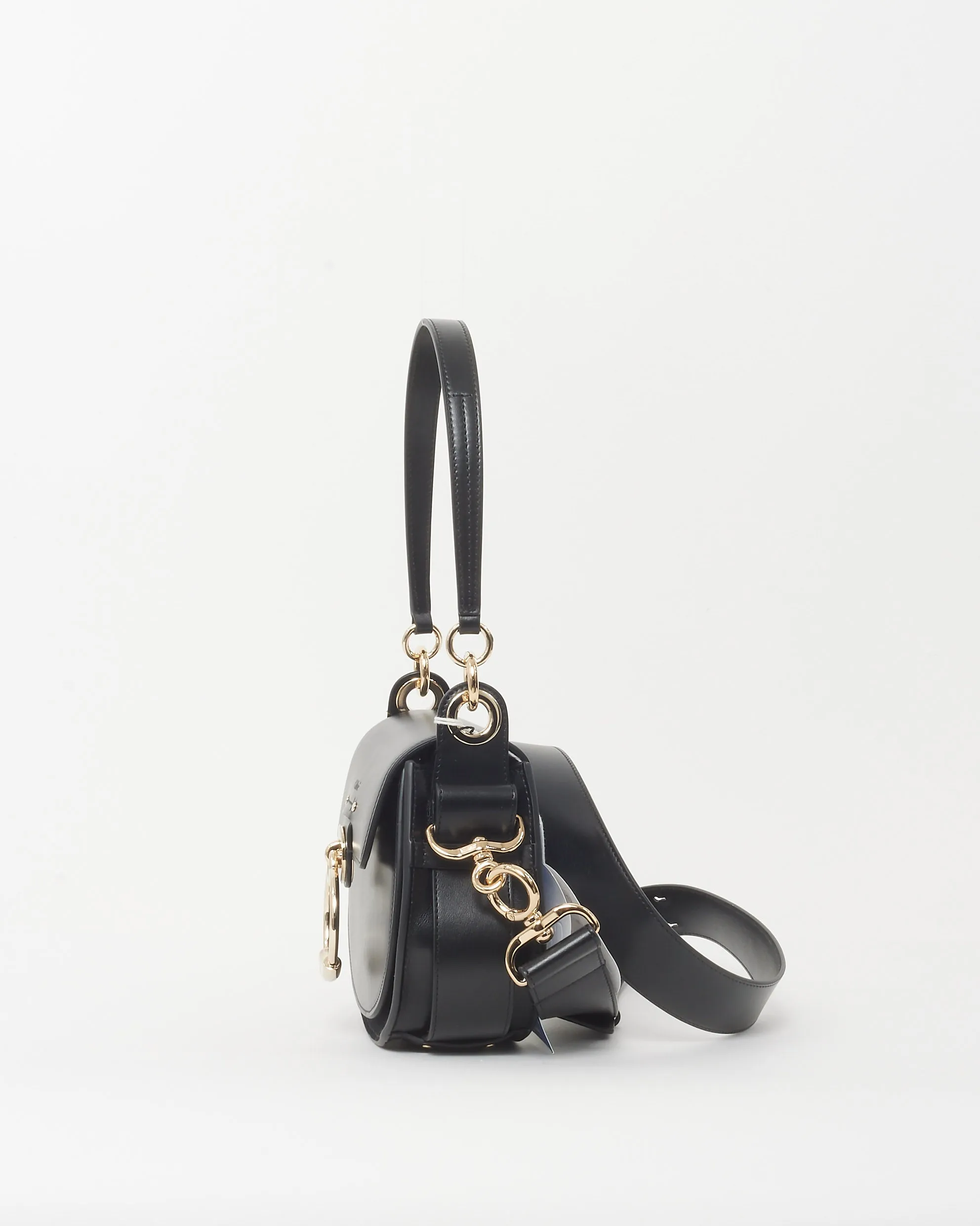 Chloé Black Leather Small Tess Bag with Strap