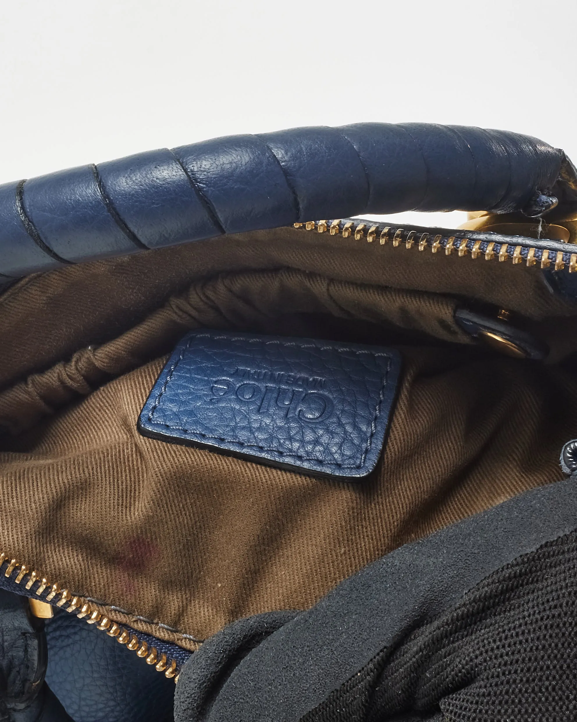 Chloé Navy Leather Mini Marcie Bag W/ Strap